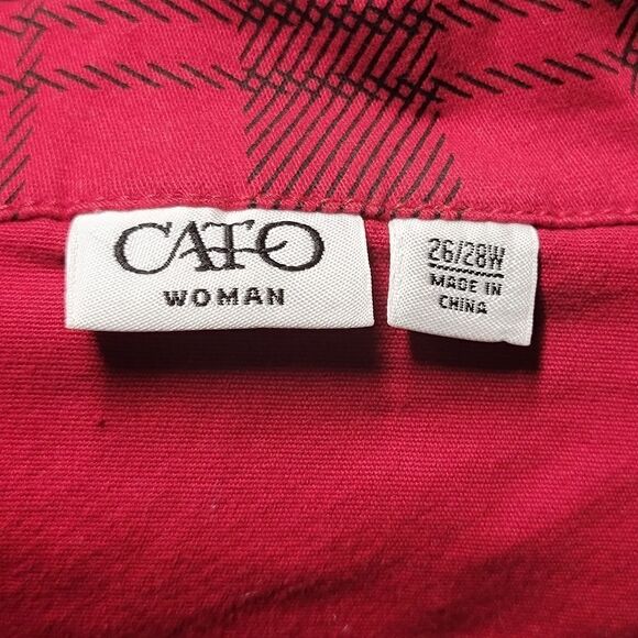 CATO Woman Lumberjack Buttoned Vest Plaid Red & Black Motorcycle Size 26/28W - Picture 4 of 8